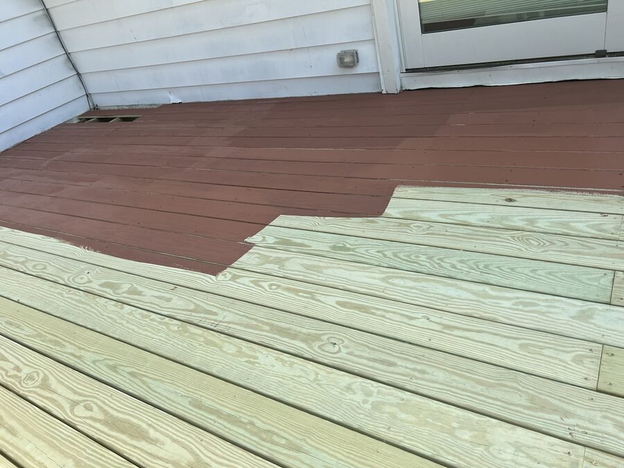 Exterior deck and yard work area prepared for finish improvements